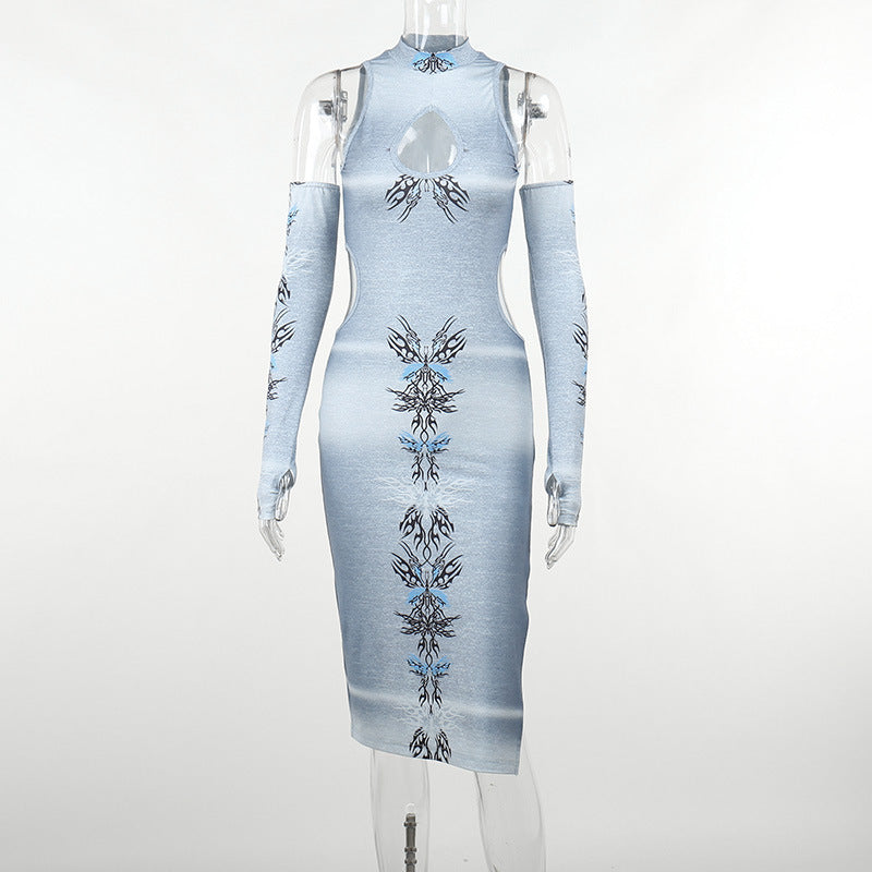 Gray Gothic Split Dress WY22028
