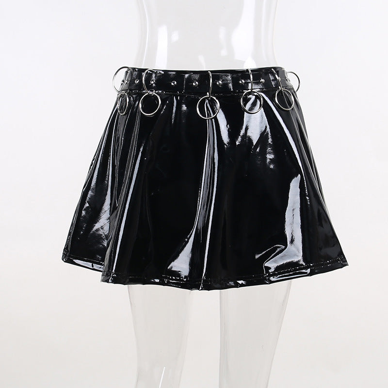 Punk Style Metal Black Short Skirt JY22608