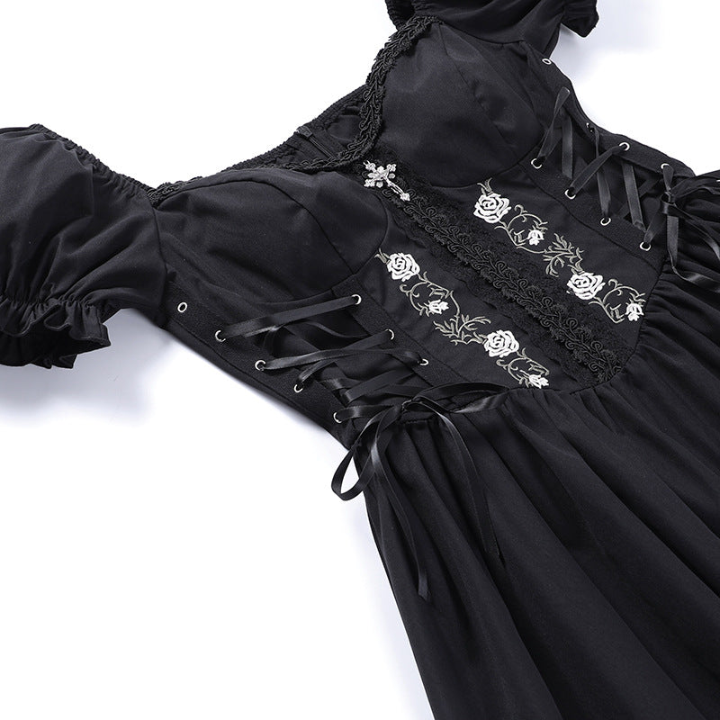 Black Gothic Lolita Corset Short Sleeve Dress JY22527