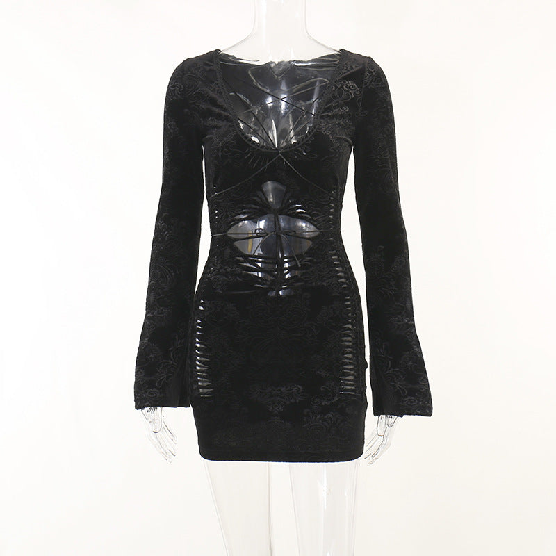 Black Gothic Style Bodycon Dress LL22007