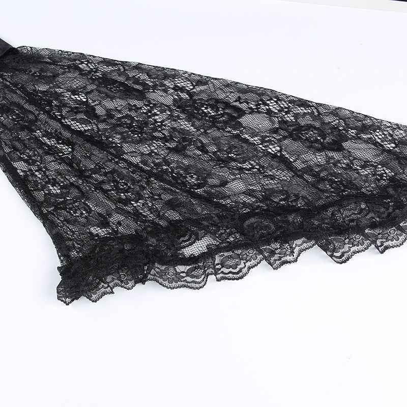 Black Gothic Lace Long Sleeve Corset Crop Top JY22491