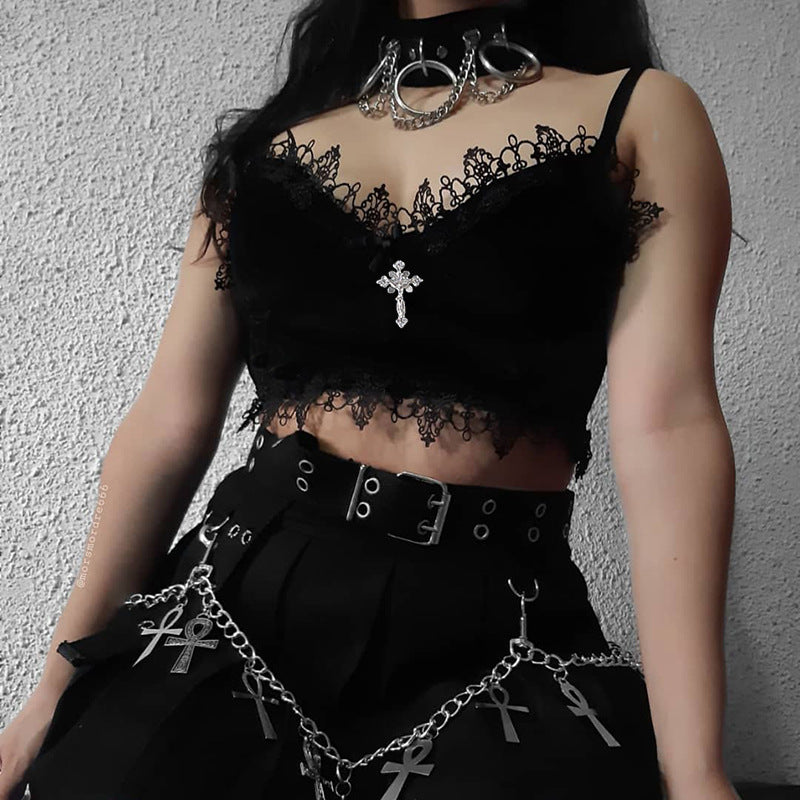 Gothic Black Velvet Camisole 23634a