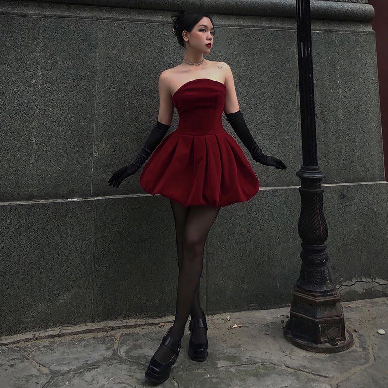 Gothic Style Strap Bubble Dress YJ22497