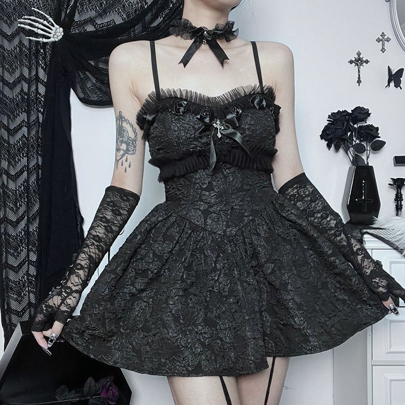 Black Gothic Rose Lace Dress JY23037