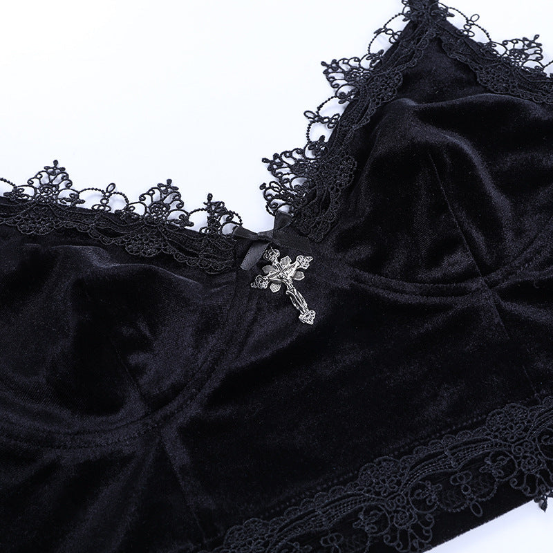Gothic Black Velvet Camisole 23634a