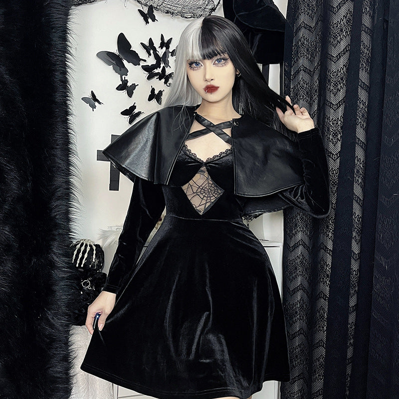 Punk Style Faux Leather Short Cape XY22038
