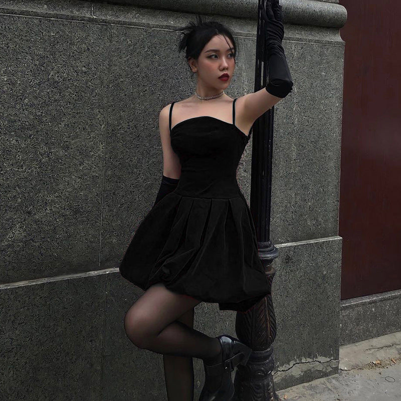 Gothic Style Strap Bubble Dress YJ22497