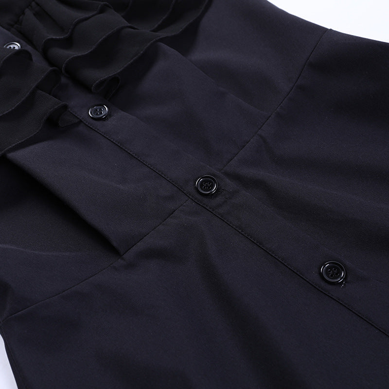 Gothic black Ruffled Dress JY23018