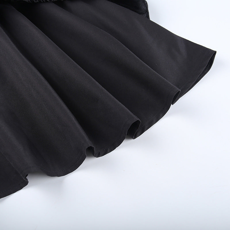 Gothic Black Off-shoulder Mini Dress CC21254