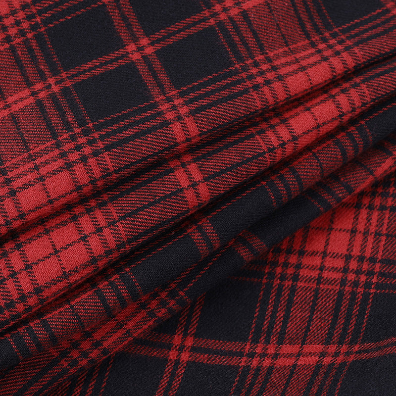 Punk Style Red Plaid Strapless Dress CC22242