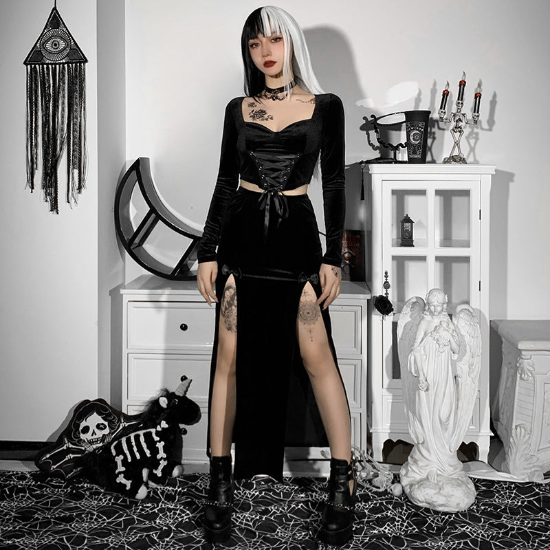 Black Gothic Long Skirt JY21507
