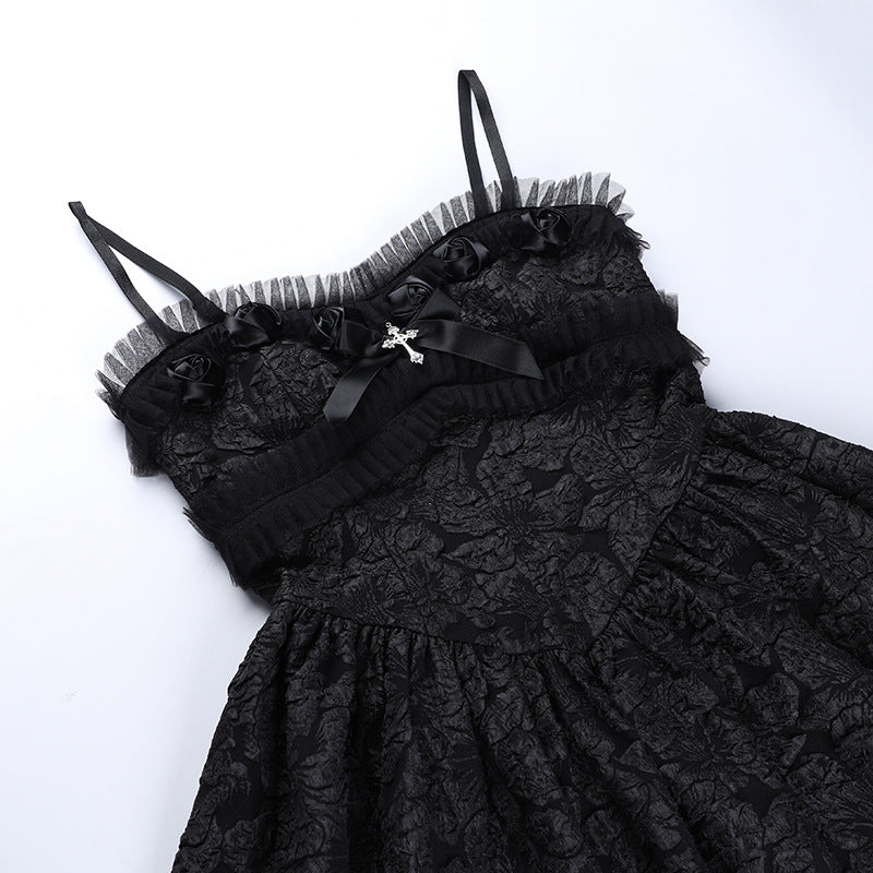 Black Gothic Rose Lace Dress JY23037