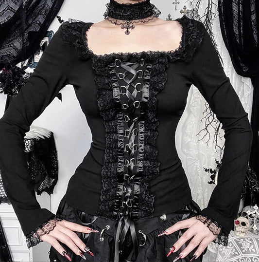 Long Sleeves Gothic Top & Choker Set (TP03)