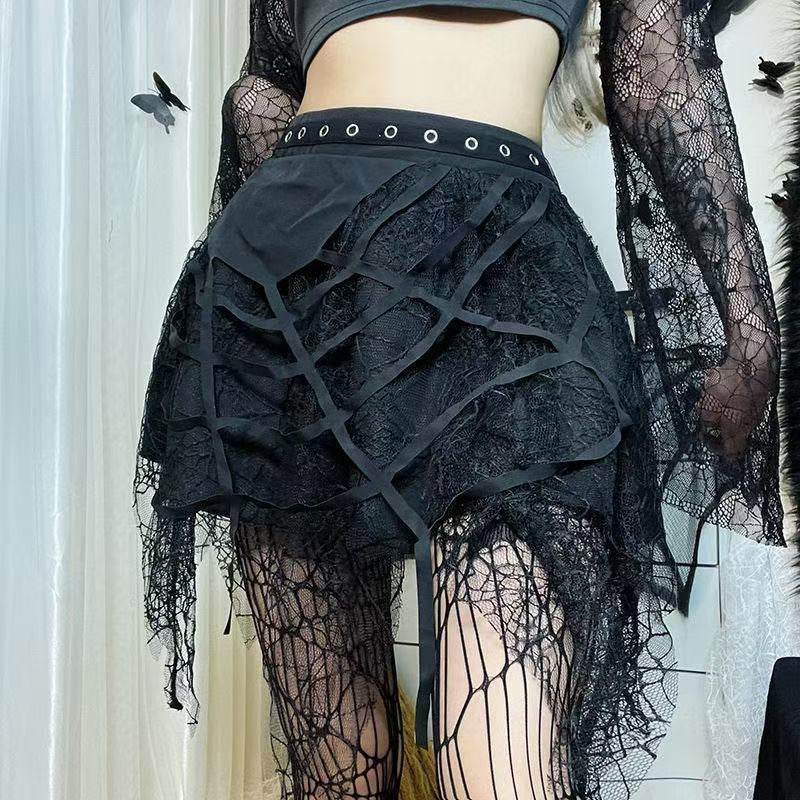 Spider Web Punk Skirt SK01