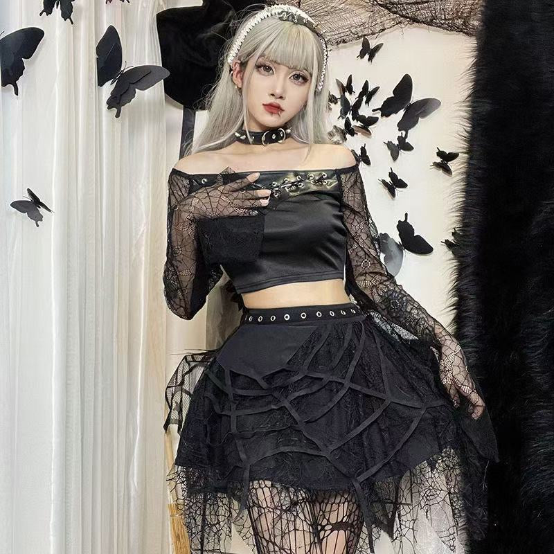 Spider Web Punk Skirt SK01
