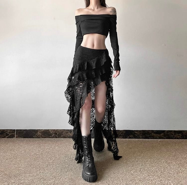 Punk Gothic Lace Irregular Skirt