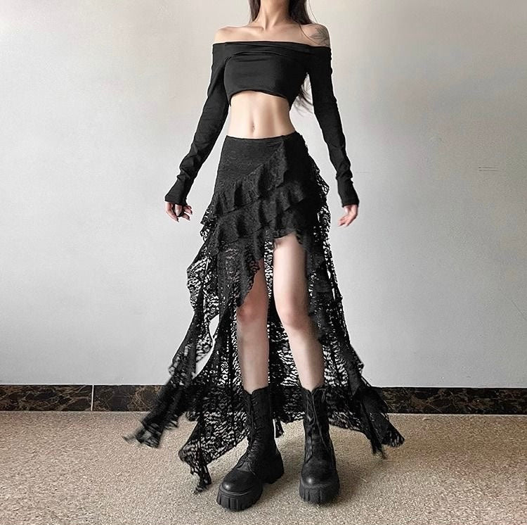 Punk Gothic Lace Irregular Skirt