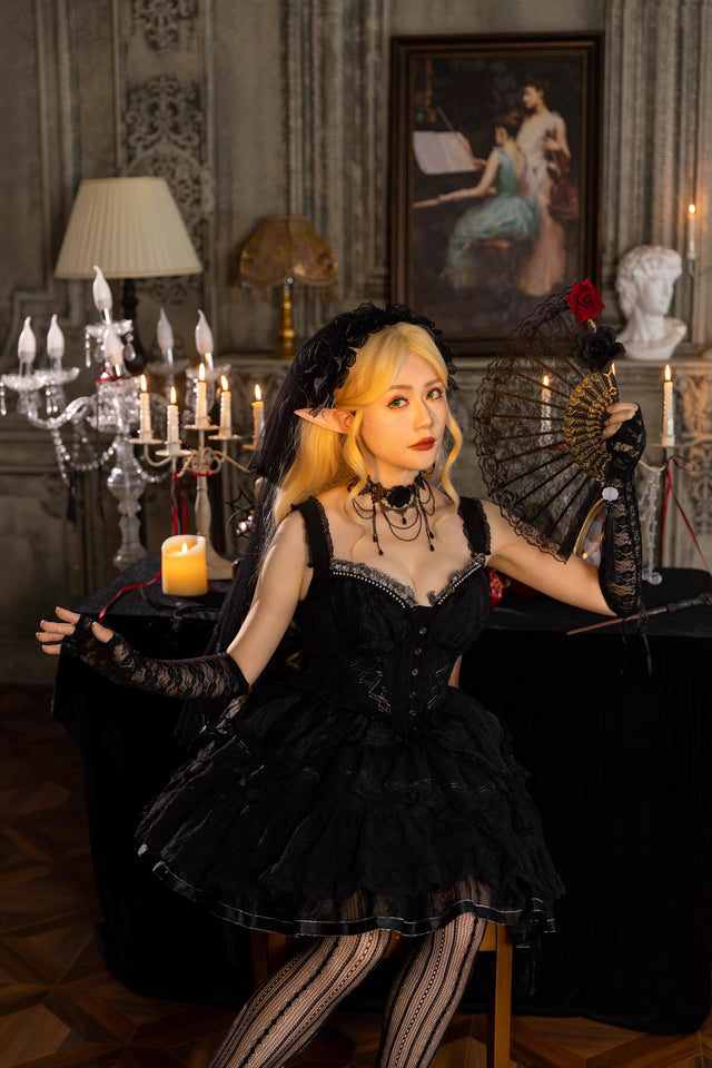 Black Gothic Rose Choker (CK02)