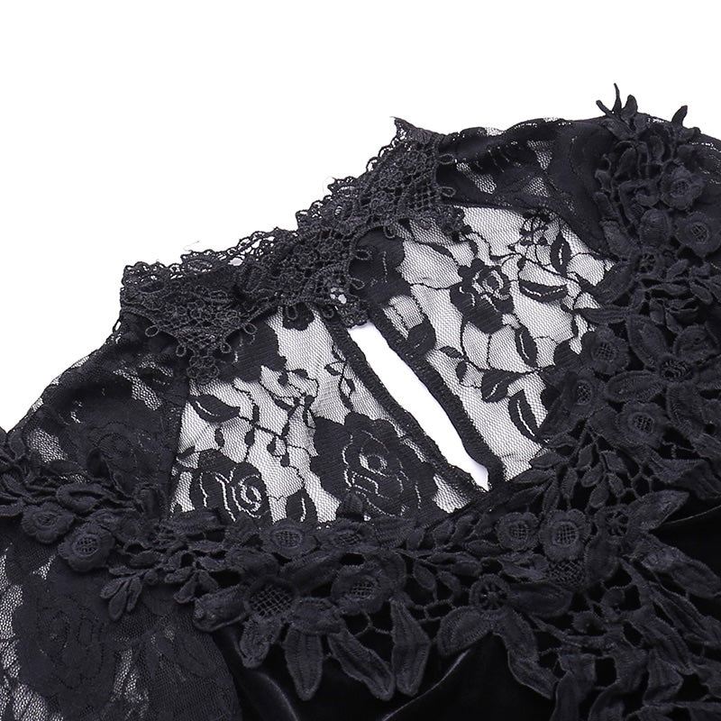 Gothic Dark Black Lace Mermaid Dress (DR03)