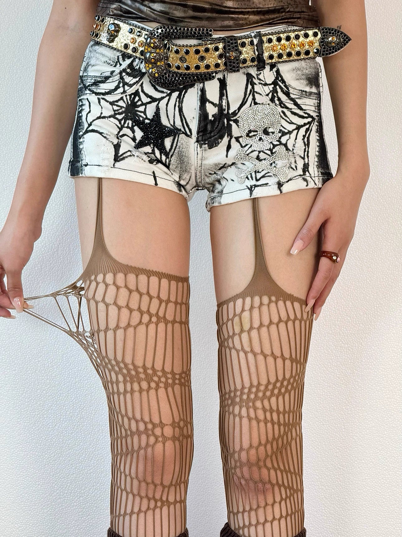 Punk Suspender Stockings Black Irregular Stocking (SC05)