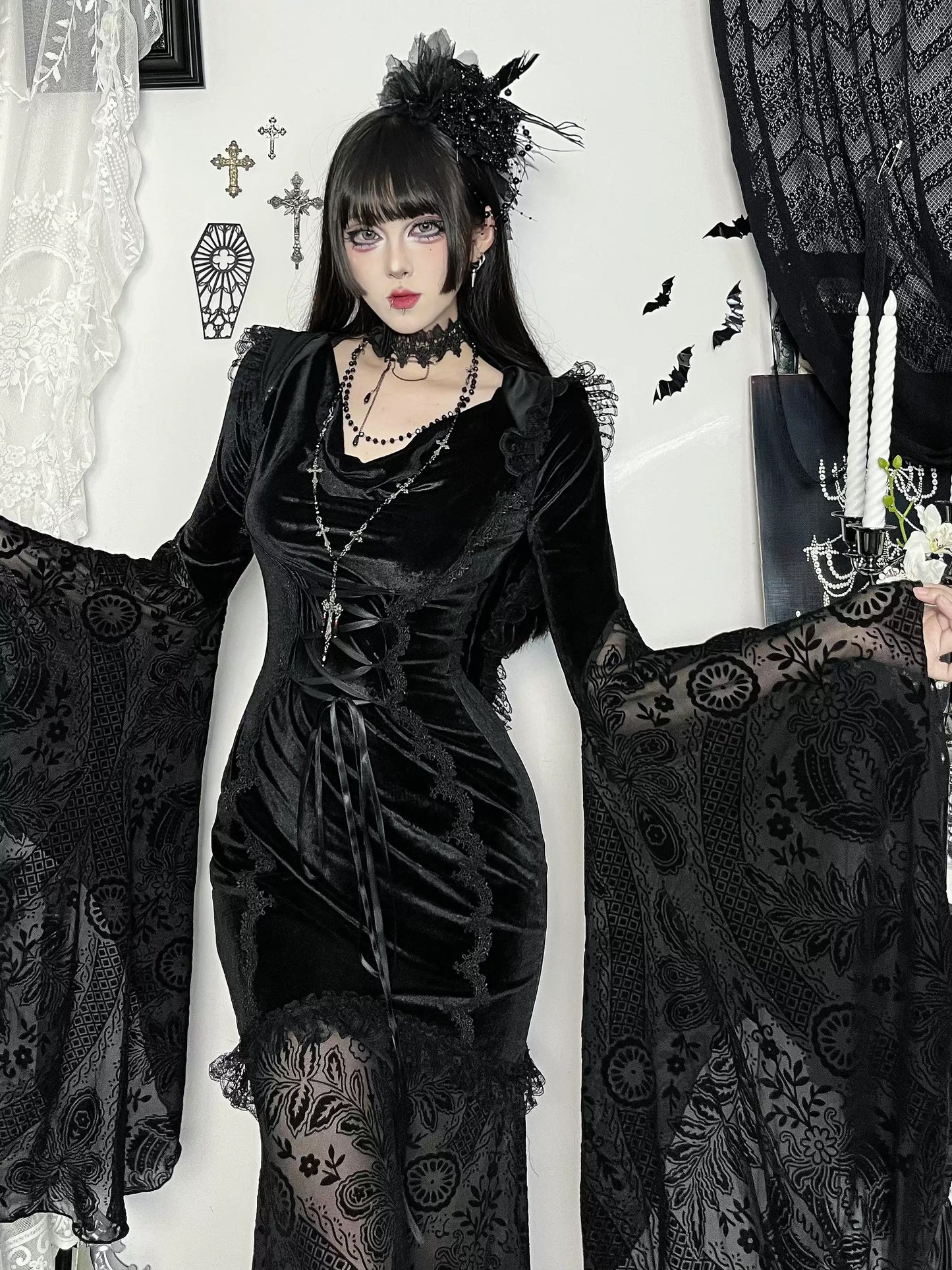 Gothic Lace Hooded Dress (DR01)