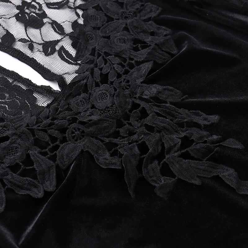 Gothic Dark Black Lace Mermaid Dress (DR03)