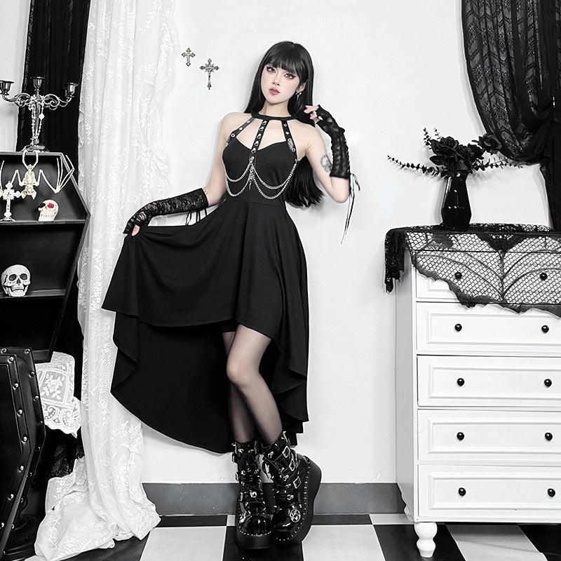 Halter Neck Bodycon Goth Punk Dress YJ24212