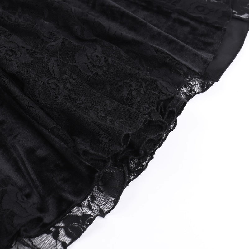Gothic Dark Black Lace Mermaid Dress (DR03)