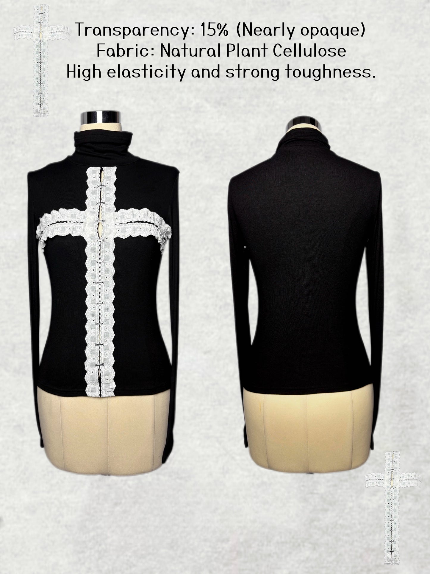 Gothic Lace-Cross Long Sleeve Layering Top (TP05)