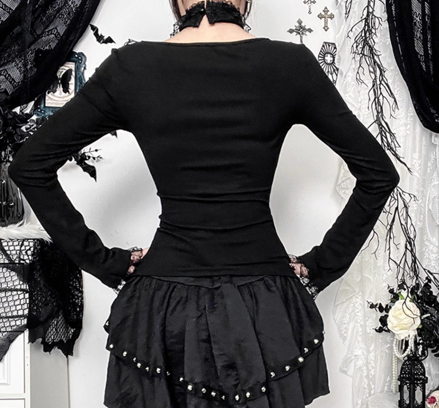 Long Sleeves Gothic Top & Choker Set (TP03)