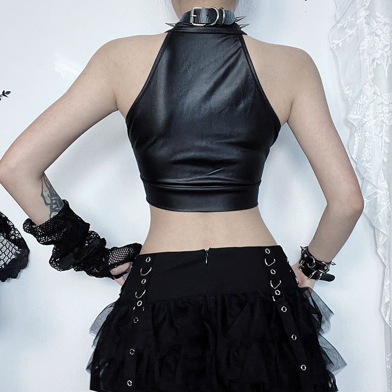 Goth Punk Style Studded Corset Crop Top CF23679