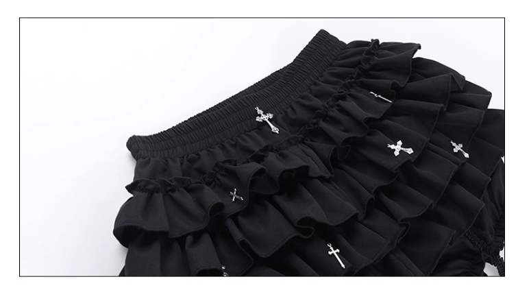 Black Gothic Punk Ruffle Skirt (SK04)