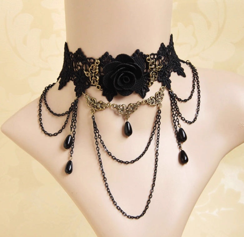 Black Gothic Rose Choker (CK02)