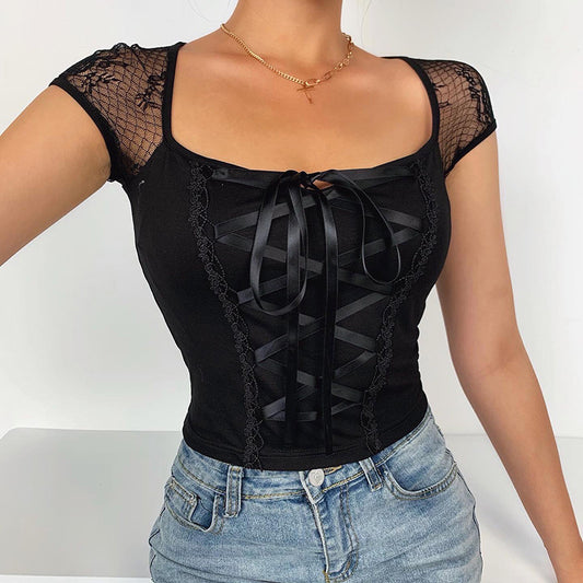 Gothic short sleeve corset top 22112P