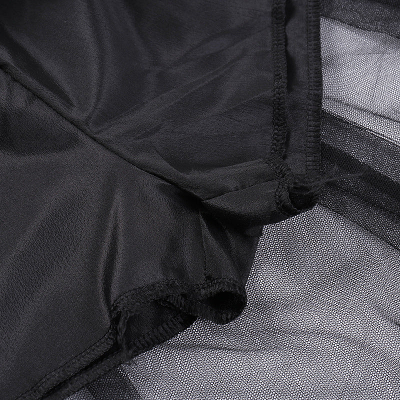 Gothic Dark Seductive Sheer Asymmetrical Skirt CF23078