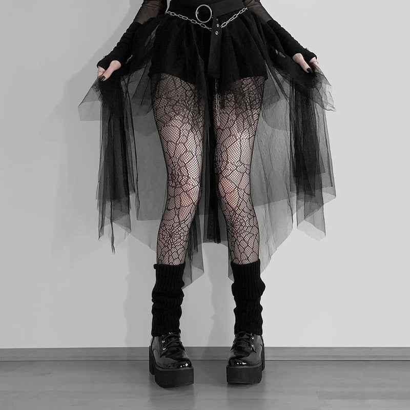 Gothic Dark Seductive Sheer Asymmetrical Skirt CF23078