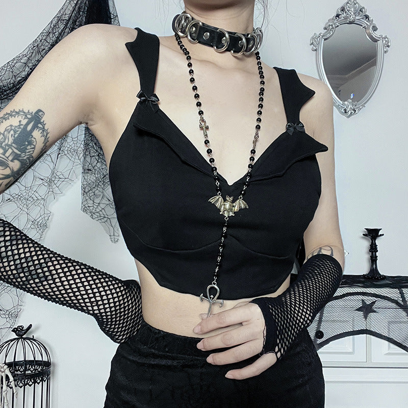 Gothic Bat Wing Collars Crop Top CF22219