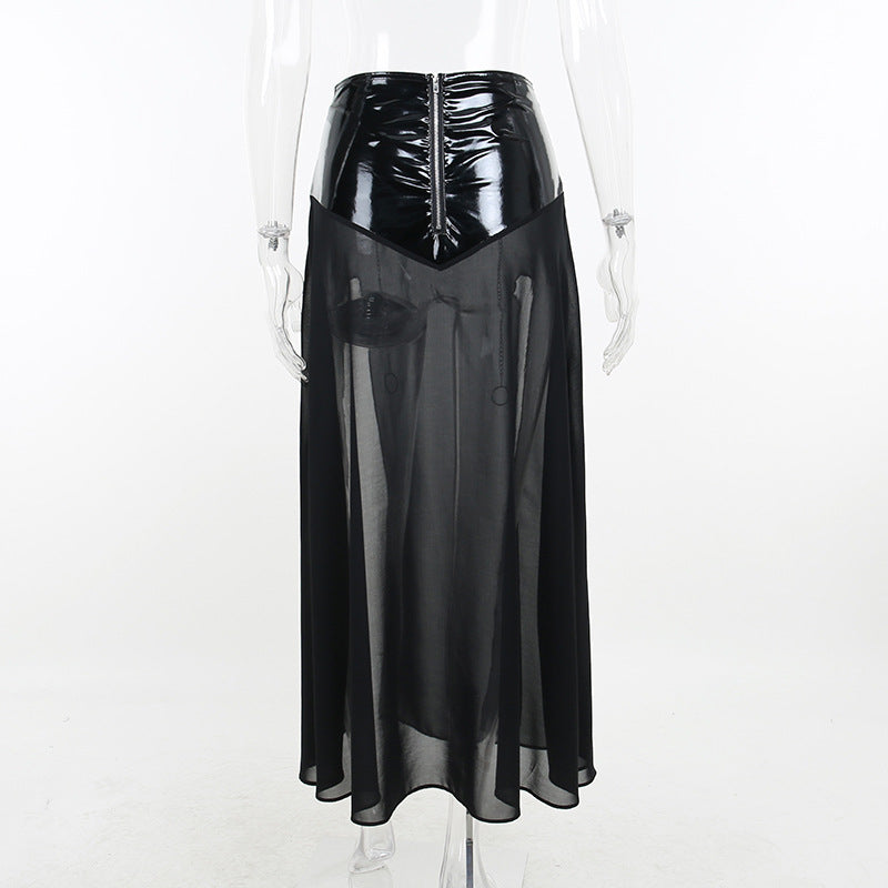 Gothic sheer mesh see-through long skirt SY22016