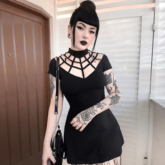 Gothic Black Bodycon Dress CF23012