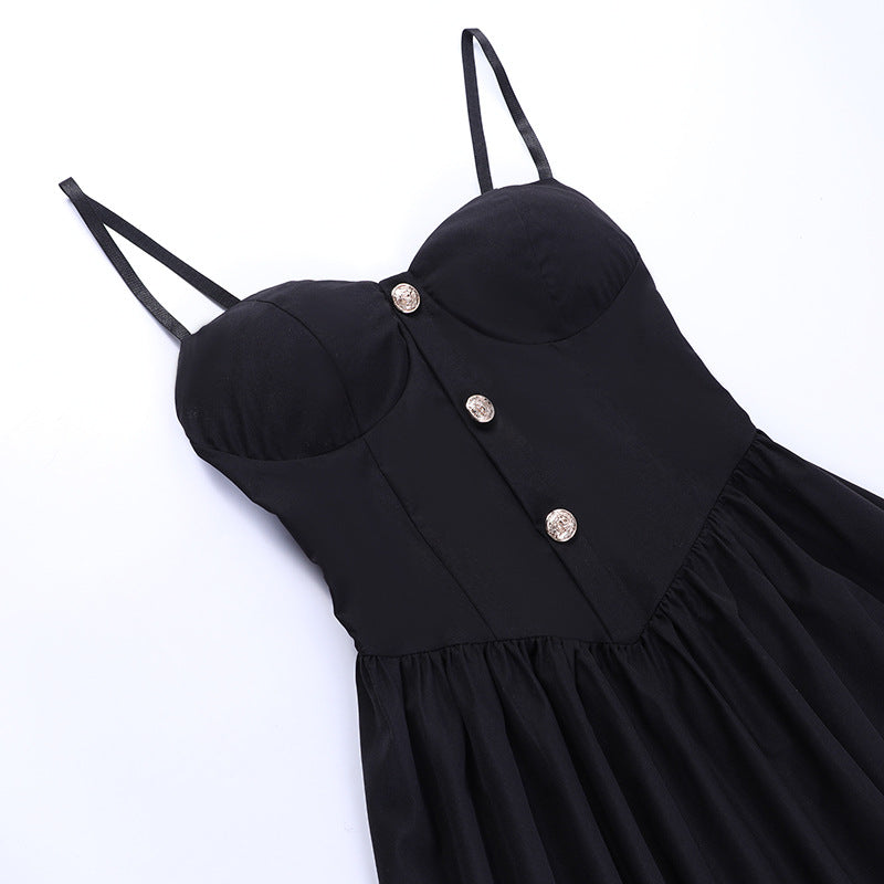 Black Gothic Strappy Lolita Dress CF23002