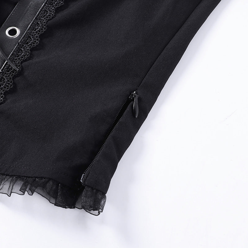 Gothic style off-shoulder short sleeve corset top JY22528