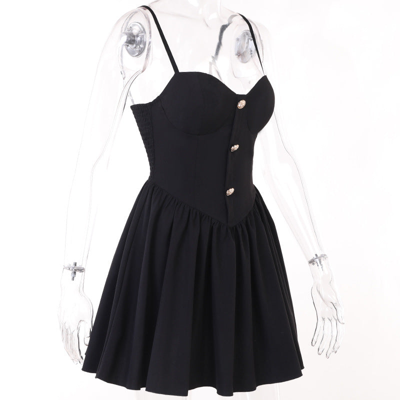 Black Gothic Strappy Lolita Dress CF23002