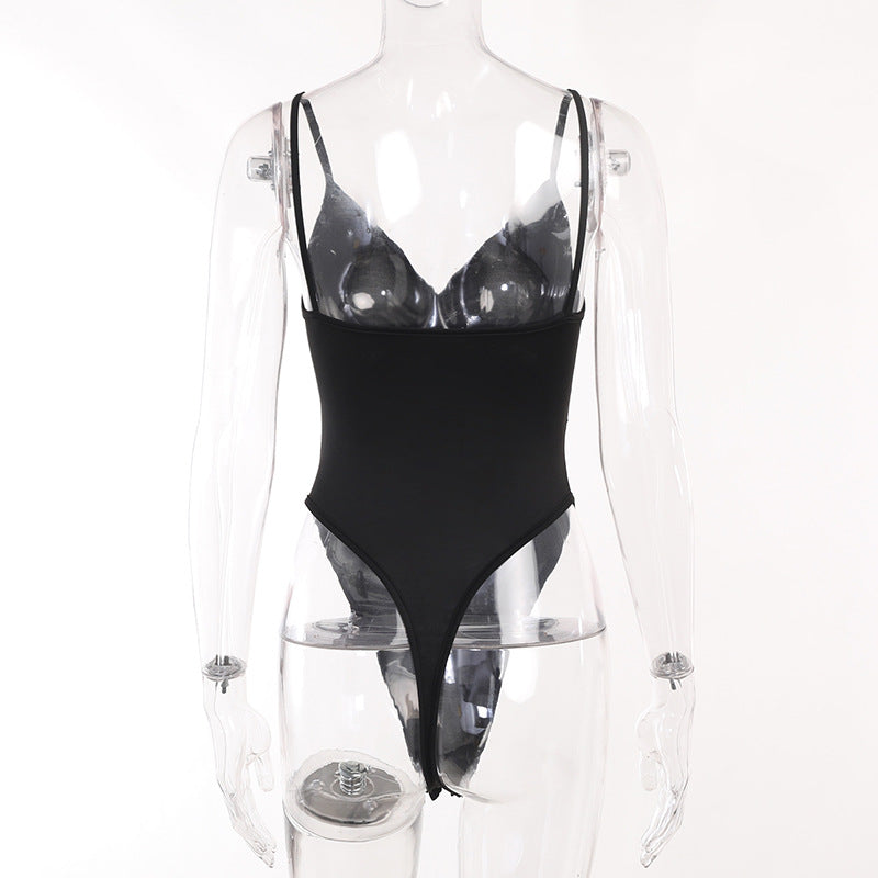 Gothic Black Cross Straps Bodysuit WY22041