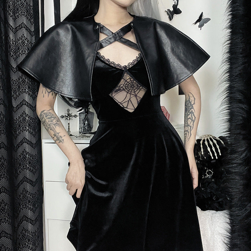 Punk Style Faux Leather Short Cape XY22038