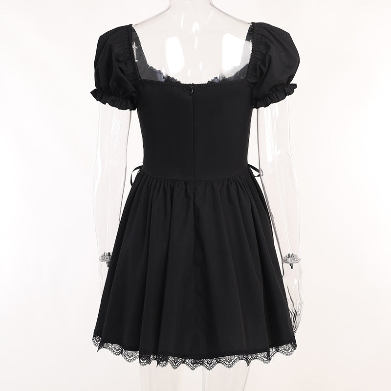 Black Gothic Lolita Corset Short Sleeve Dress JY22527